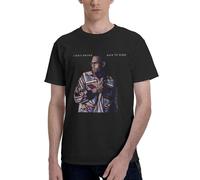 Men's Brown Singer Chris T-Shirt Short Sleeve Pure Cotton Crew Neck Shirts Sports Casual Versatile Trendy Tees Black S