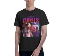 Men's Brown Singer Chris T-Shirt Short Sleeve Pure Cotton Crew Neck Shirts Sports Casual Versatile Trendy Tees Black 4XL