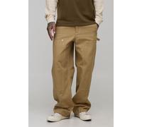 Mens Brown Tall Canvas Relaxed Fit Worker Trousers, Brown 40