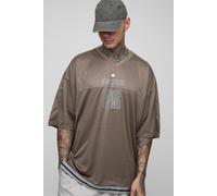 Mens Brown Tall Oversized Applique Star Print Baseball T-Shirt, Brown M
