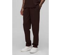 Mens Brown Tall Scuba Twill Tapered Trousers, Brown S