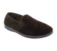 Mens Brown Velour Twin Gusset Slipper - Kevin - Brown - size UK Mens Size 9