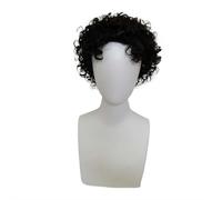 Mens Brown Wavy Blonde Wig - Short Natural Look Middle Part Heat Resistant Synthetic Hair for Halloween Costume Cosplay (Black)