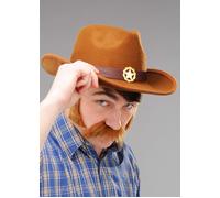 Mens Brown Western Sheriff Cowboy Hat