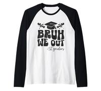 Mens Bruh We Out 1st Graders Class of 2025 First Graduate Groovy Raglan Baseball Tee