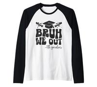 Mens Bruh We Out 4th Graders Class of 2025 First Graduate Groovy Raglan Baseball Tee