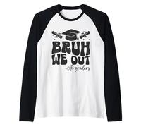 Mens Bruh We Out 5th Graders Class of 2025 First Graduate Groovy Raglan Baseball Tee