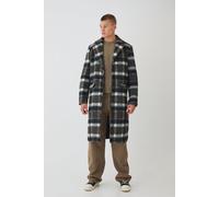 Mens Brushed Check Overcoat In Brown, Brown S