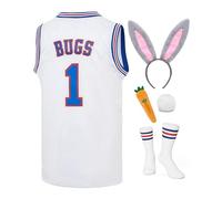Mens Bugs #1 /Lola #10 Space Movie Basketball Jersey Sports Halloween Costumes Jersey White XS-XXL, Bugs Jersey, Large