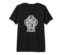 Mens Built Different Built on Faith Christian Man Prayer Premium T-Shirt