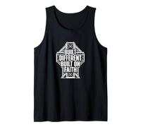 Mens Built Different Built on Faith Christian Man Prayer Tank Top