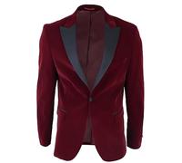 Mens Burgundy Velvet Dinner Tuxedo Suit Jacket Blazer