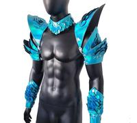 Mens Burning Man Rave Dragon Scales Holographic Laser Blue Armor,Queensguard Armor,Medieval Cosplay,Pauldron,Braces,Rave Outfit,Carnival Outfit,Festival Wear,Men's Style