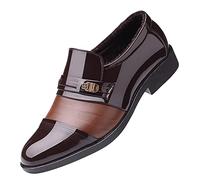 Men's Business Bright Upper Leather Shoes - Leather Pointed Toe No Laces Shoes Business Formal Office Work Dress Shoes Oxford Shoes Patent Classic Business British Style Working Shoes
