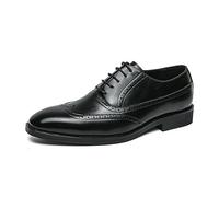 Mens Business Oxford Dress Shoes French Leather Lace-Up Breathable Low Top Rubber Sole Working Footwear(10 UK) Black