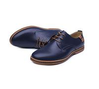 Mens Business Shoes Dress, Pointed Toe Lace Up Leather Oxford Wedding Classic Leather Shoes Uniform Vintage Office Summer Brogue Suit Jacket Slip-On Loafers Blue