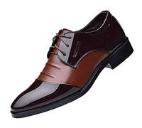 Mens Business Shoes Dress, Slip-On Loafers Leather Oxford Wedding Classic Round Toe Comfortable Leather Shoes Uniform Vintage Office Summer Brogue Suit Jacket Shoes Brown