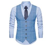 Men's Business Suit Vest Formal Dress Vests Waistcoat 5 Buttons Regular Fit Waistcoat for Suit or Tuxedo (3XL,Baby Blue)