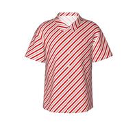Men's Button Down Casual Shirts Candy-Cane-Stripes Classic Hawaiian Short Sleeve Beach Shirt with Pocket XL