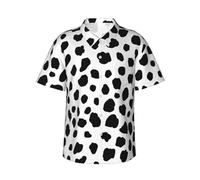 Men's Button Down Casual Shirts Dalmatian Print Classic Hawaiian Short Sleeve Beach Shirt with Pocket