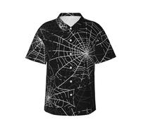 Men's Button Down Casual Shirts Halloween Spider Web Classic Hawaiian Short Sleeve Beach Shirt with Pocket 2XL