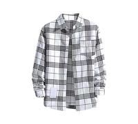 Mens Button Down Collar Shirts Long Sleeve Mens Shirts Long Sleeve Smart Casual With Chest Pocket Plaid Collar-Checked Shirt Mens Leisure Going Out Top Beach Turtle Neck Tops Hawaii Shirt Men White