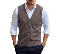 Men's Button Down Knitted Sweater Vest, Slim Fit V-Neck Sleeveless Cardigan, Soft Wool Blend Casual Gilet, Lightweight Breathable Waistcoat, Ideal for Office, Golf, and Daily Wear