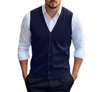 Men's Button Down Knitted Sweater Vest, Slim Fit V-Neck Sleeveless Cardigan, Soft Wool Blend Casual Gilet, Lightweight Breathable Waistcoat, Ideal for Office, Golf, and Daily Wear