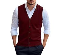 Men's Button Down Knitted Sweater Vest, Slim Fit V-Neck Sleeveless Cardigan, Soft Wool Blend Casual Gilet, Lightweight Breathable Waistcoat, Ideal for Office, Golf, and Daily Wear