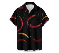 Mens Button Down Short Sleeve Shirt Shirt Collar Abstract Printed Shirts Casual Beach Tops, Cinco De Mayo Chilli, XL