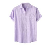 Mens Button Down Short Sleeve Shirt Summer Casual Solid Color Loose Lapel Collar Tops Lightweight Breathable Hawaii T-Shirts Fashion Quick Dry Hawaiian Beach Tops