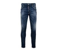 Men's Button Jeans with Leather Patch - male - Dsquared2 - Slim Fit Jeans - Blue - L - Jeans L