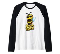 Mens Buzzin’ with Rizz Cool Bee Pollinator Boy Design Raglan Baseball Tee