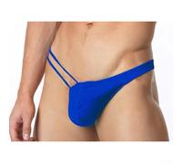 Men's C-String Underwear, Free Size, Low Rise Hollow Out T-Back Briefs, Breathable Elastic Thong Lingerie for European and for american Men(Blue)