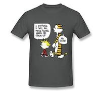Men's Calvin and Hobbes Tiger Heart Black T Shirt Large