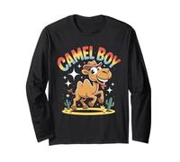 Mens Camel Boy Cartoon Desert Themed Egyptian Animal Artwork Long Sleeve T-Shirt
