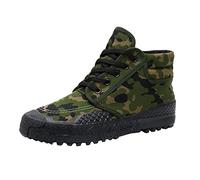 Men's Camo Canvas Lace-Up Trainers - High Top Sneakers | Durable Rubber Sole | Comfortable Gym Tennis Fitness Shoes | Casual Outdoor Sport Footwear | Lightweight Anti-Skid