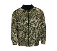 Mens Camo Jacket | Quilt Lined Camouflage Bomber Jacket With Removable Hood | Mossy Oak Blades Camo Bomber Jacket With Elasticated Waistband (UK, Alpha, S, Regular, Regular, Shadow Grass Blades)