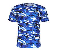 Men's Camo Short Sleeve T-Shirts Vintage Camouflage Crew Neck Shirts Tees Summer Fitness Military Athletic Tops (Light Blue 1,S)