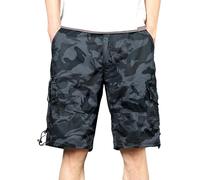 Mens Camo Shorts Knee Length Combat Cargo Shorts Classic Army Camouflage Half Pants Multi-Pocket Loose Fit Lightweight Outdoor Casual Summer Short Pants Durable Workwear M-5Xl
