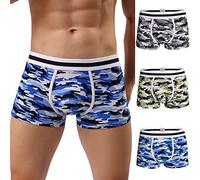 Mens Camo Sports Boxers Mens Camouflage Boxers Breathable Soft Underwear Bulge Pouch Boxer Briefs Cotton Printed Underpants Anti Chafing Army Trunks No Itchy Labels Panties Classic Fit Brief