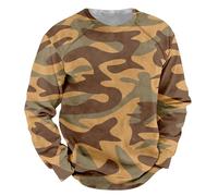 Mens Camo Sweatshirt Crewneck Sweatshirt Men Camouflage Woodland Pattern Sweater Long Raglan Sleeve Pullover Round Neck Army Pullover Workout Outdoor Jumpers Sweatshirt Without Hood Men