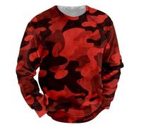 Mens Camo Sweatshirt Crewneck Sweatshirt Men Camouflage Woodland Pattern Sweater Long Raglan Sleeve Pullover Round Neck Army Pullover Workout Outdoor Jumpers Sweatshirt Without Hood Men