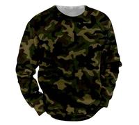 Mens Camo Sweatshirt Crewneck Sweatshirt Men Camouflage Woodland Sweater | Long Raglan Sleeve Pullover Round Neck Army Pullover Workout Outdoor Jumpers Sweatshirt Without Hood Lightweight Top Men