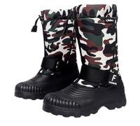 Men's Camo Winter Snow Boots,Waterproof Lightweight Mid-Calf Duck Boots with Warm-Lined, Anti-Slip Sole, Drawstring Snow Cuff & Adjustable Strap for Walking, Outdoor Black-Brown 8UK