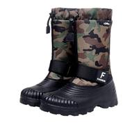 Men's Camo Winter Snow Boots,Waterproof Lightweight Mid-Calf Duck Boots with Warm-Lined, Anti-Slip Sole, Drawstring Snow Cuff & Adjustable Strap for Walking, Outdoor Black-Green 7UK