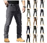 Men's Camouflage Cargo Trousers Casual Tactical Work Hiking Trouser Elasticated Waist Breathable Tactical Outdoor Baggy Rip-Stop Combat Workwear Pants Bottom Pockets Safety Comfortable Lougewear