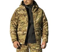 Men's Camouflage Hooded Jacket Outdoor Waterproof Soft Shell Tactical Jackets Camo Lightweight Outdoor Hiking Coat, Camouflage 1, XXL