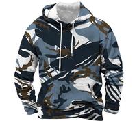 Men's Camouflage Hoodies: Camo Print Long Sleeve Pullover Hoody Sweatshirt Loose Drawstring Hood Top Outdoor Workout Gym Hooded Sweatshirt Casual Sport Hoodies Work Hoodies with Pocket