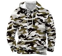 Mens Camouflage Hoodies - Casual Print Hoodie Sweatshirts Long Sleeve Drawstring Pullover Loose Fit Pullover With Pocket Mens Fashion Trend Workwear Fleece Warm Sweater Outdoor Sport Top
